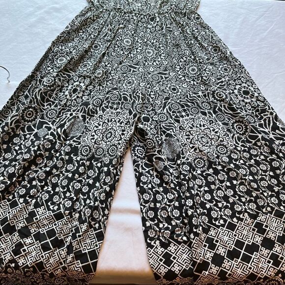 MSK Jumpsuit black and white print Small sleeveless elastic shoulder straps - Picture 9 of 10